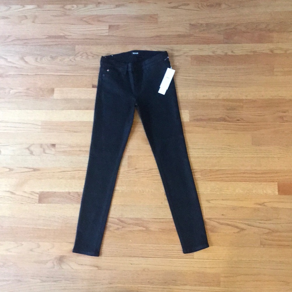 Hudson black, coated skinny jeans